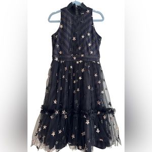 Hannah Banana Girls Sequence Star Mesh Halter Dress